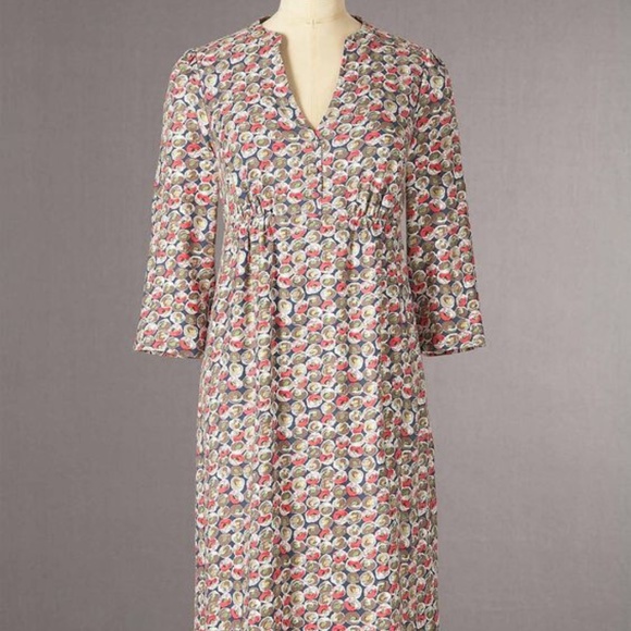 Boden Martha Dress 3/4 Sleeve Blue Bud Pattern - Sz 8R US, 12R UK - Picture 11 of 12